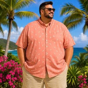 Sonoma Coral Shirt Men's 3XB Cockatiels Birds Coral Tropical Hawaiian Resort Dad